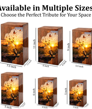 Butterfly Wooden Cremation Urn – Sunset Memorial Urn for Human Ashes