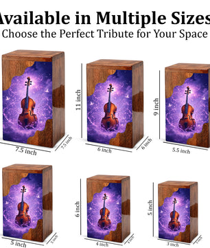 Violin Wooden Cremation Urn – Custom Music Memorial Urn | Wooden Urn for Human Ashes