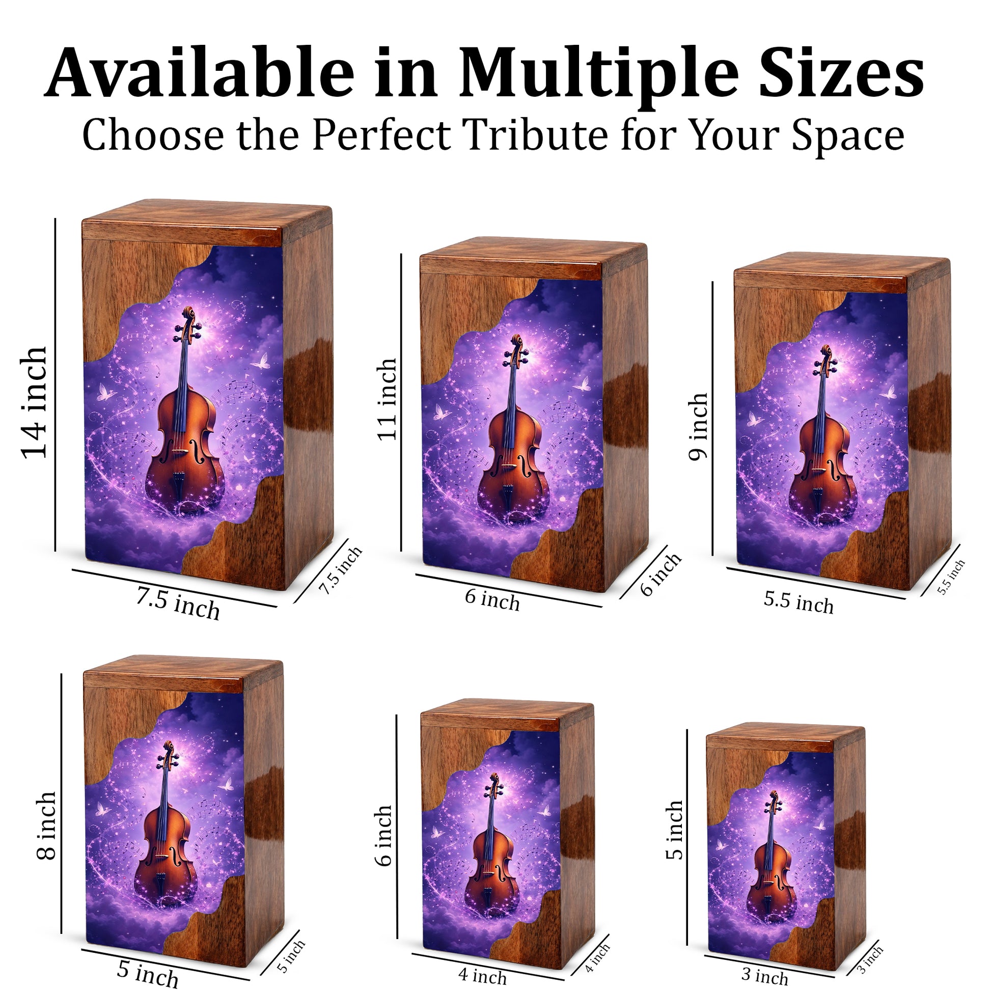 Violin Wooden Cremation Urn – Custom Music Memorial Urn | Wooden Urn for Human Ashes