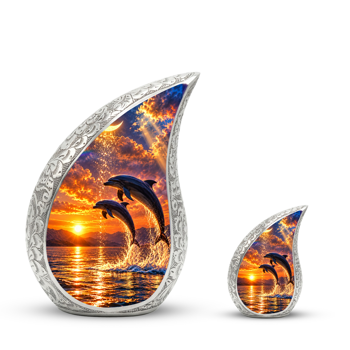 Dolphin Cremation Urn for Mom -  Ocean Sunset Memorial Keepsake Urns