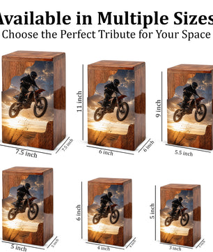 Motocross Cremation Urns for Human Ashes | Personalized Urns for Dad | Wooden Memorial Urn for Men