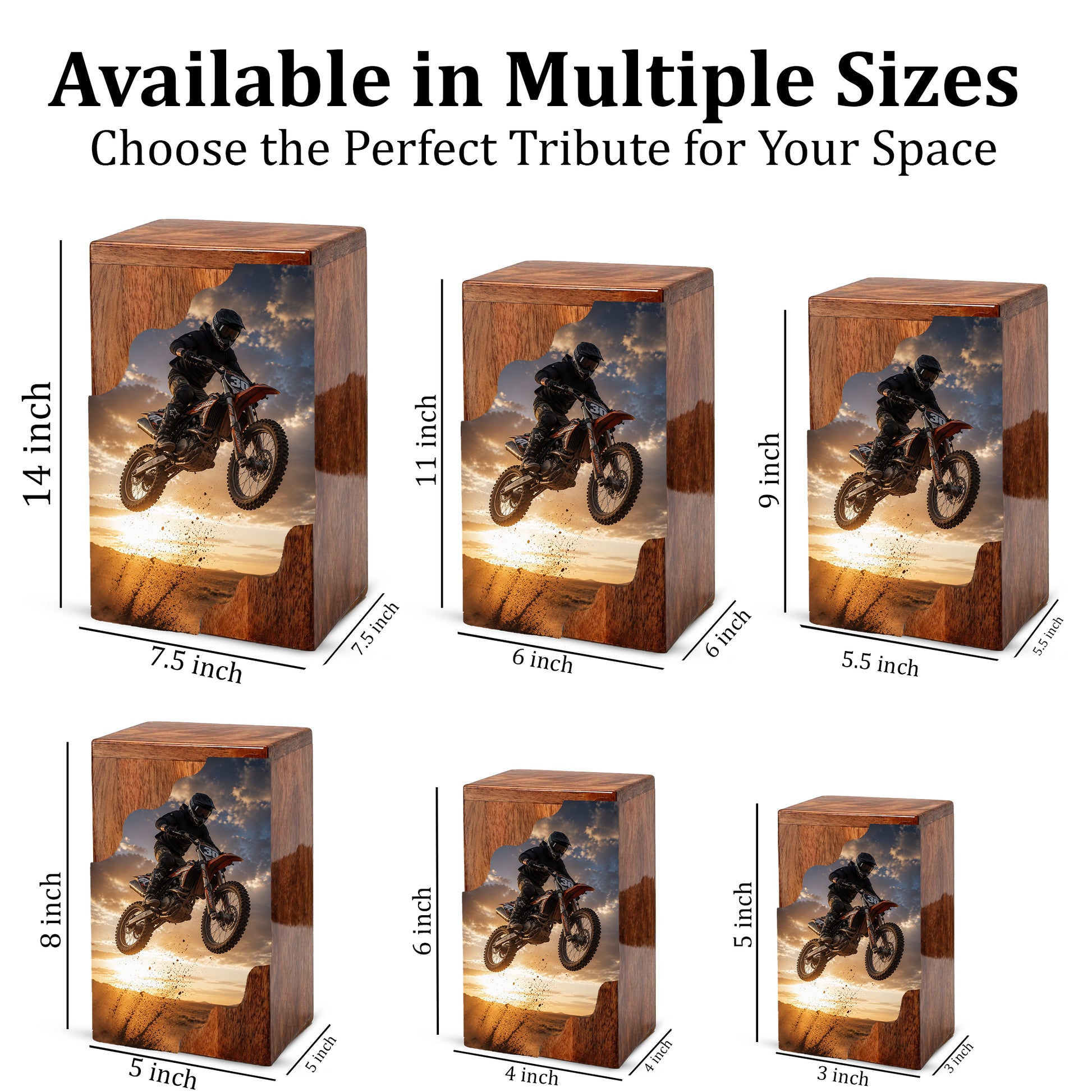 Motocross Cremation Urns for Human Ashes | Personalized Urns for Dad | Wooden Memorial Urn for Men