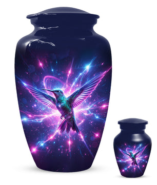 Humming Bird with Blue Urn for Human Ashes | Blue Hummingbird Adult Cremation Urn
