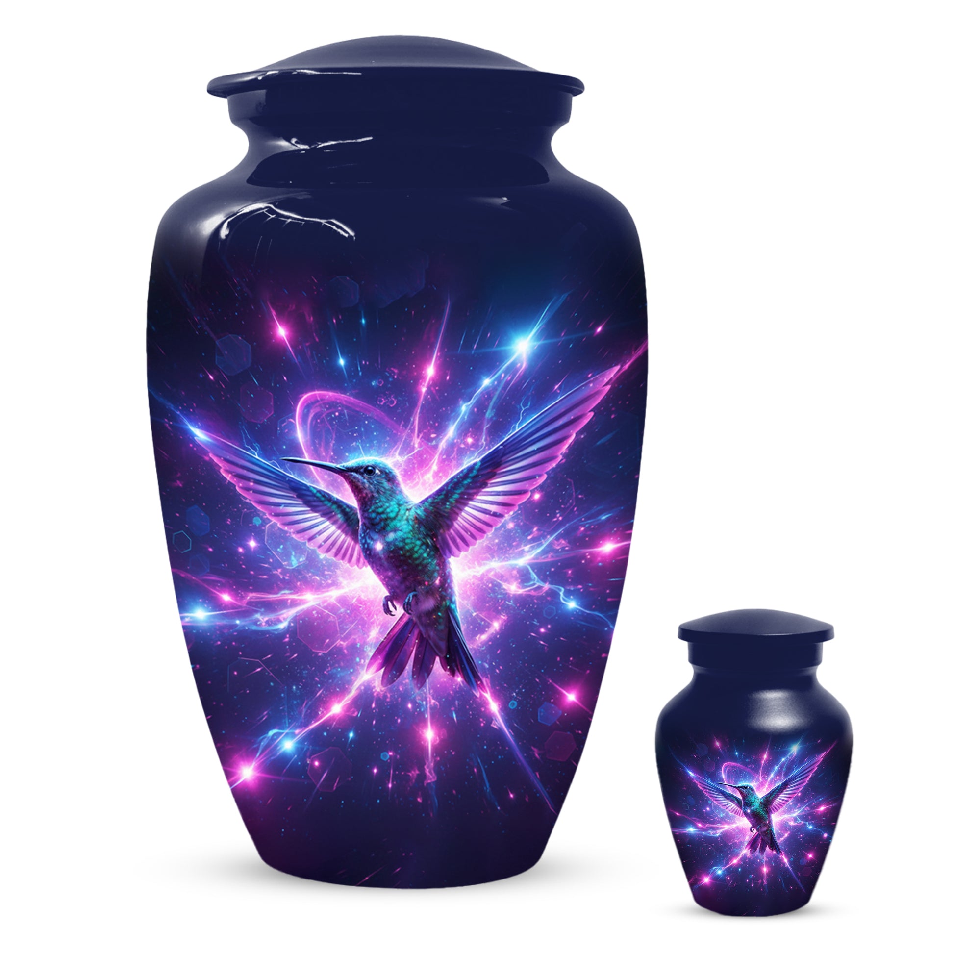 Humming Bird with Blue Urn for Human Ashes | Blue Hummingbird Adult Cremation Urn