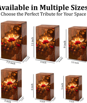 Wooden Cremation Urn – Angel Rose Memorial Urn | Custom Wooden Memorial Urn for Mom