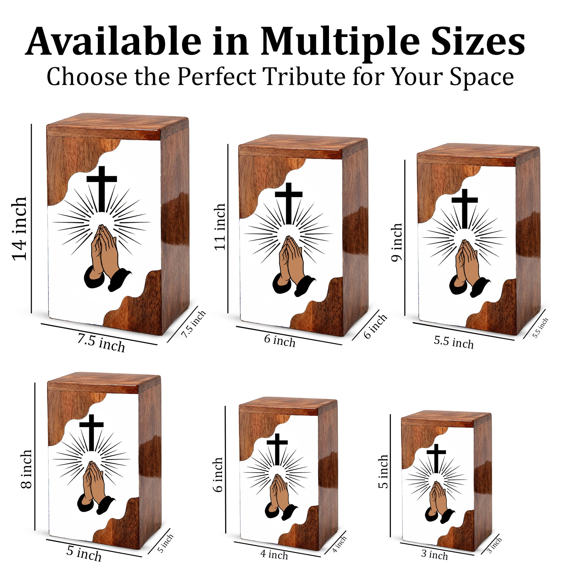Cross Wooden Cremation Urn – Prayer Cross Memorial Wooden Urn for Human Ashes