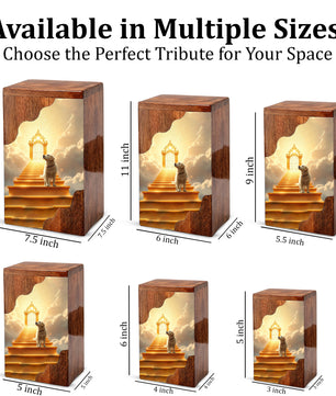 Dog Wooden Cremation Urn – Custom Pet Memorial Urn with Heavenly Dog