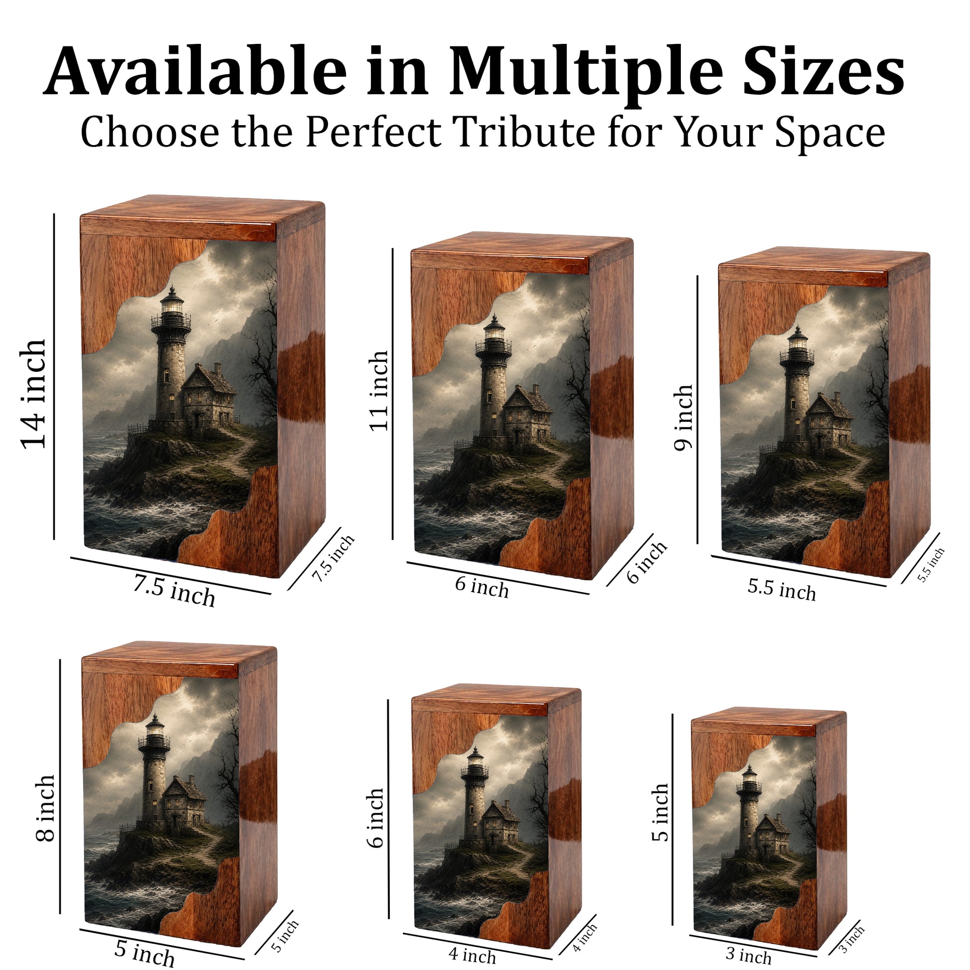 Lighthouse Wooden Cremation Urn – Coastal Memorial Urn