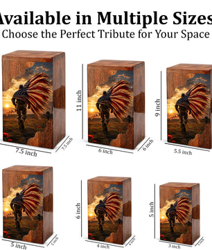 Military Wooden Cremation Urn for Dad | Personalized Veteran Urn for Human Ashes | American Flag Memorial Urn