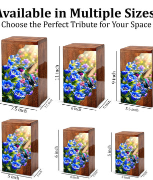 Hummingbird Wooden Cremation Urn for Mom | Personalized Urn for Human Ashes