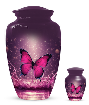 Personalized Pink Butterfly Cremation Urn for Ashes | Memorial Urn for Mom