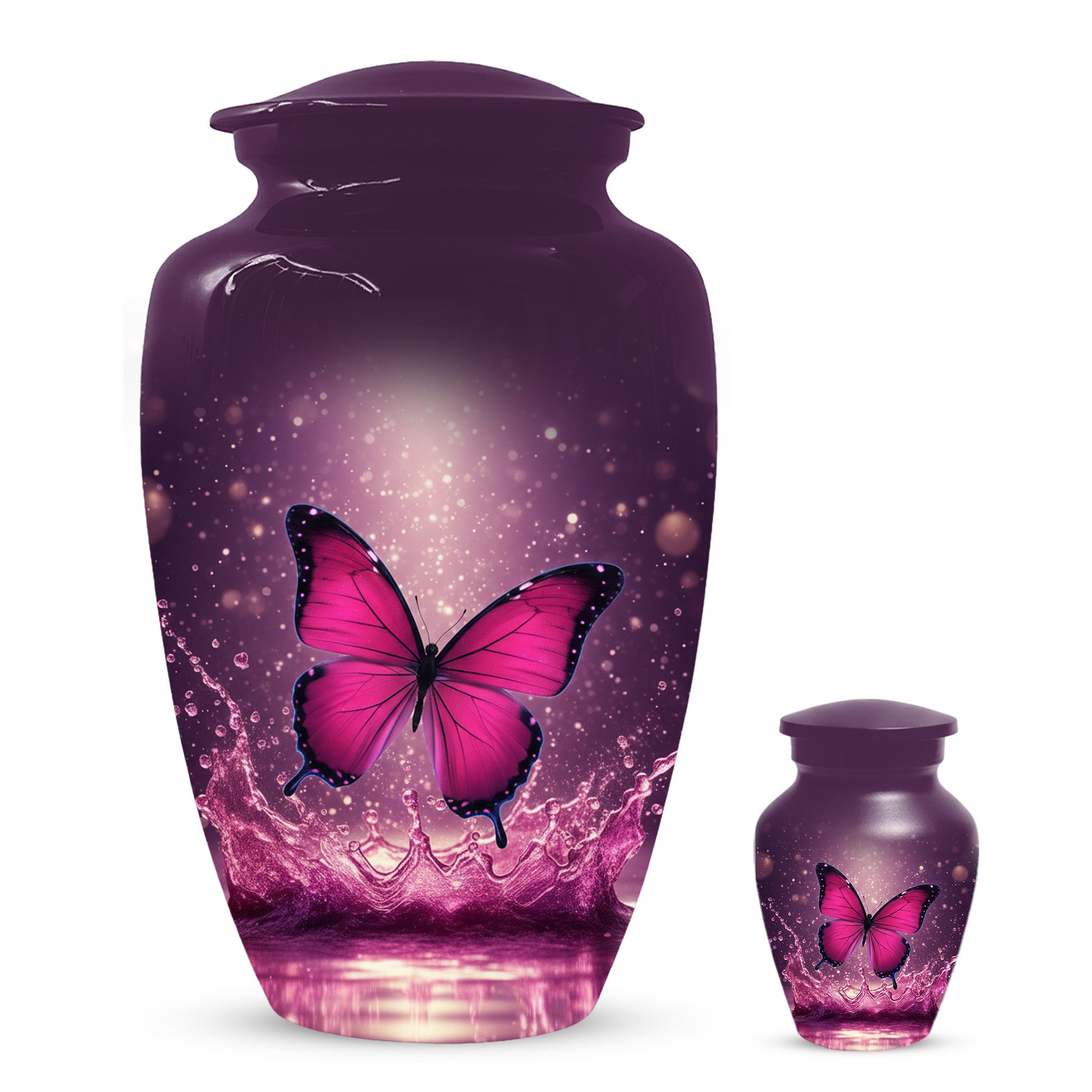 Personalized Pink Butterfly Cremation Urn for Ashes | Memorial Urn for Mom