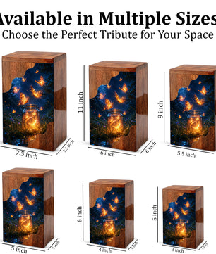 Butterfly Wooden Cremation Urn – Glowing Butterfly Memorial Urn for Human Ashes