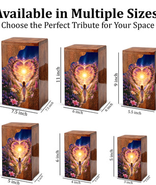 Angel Child Wooden Cremation Urn for Mom, Wooden Urn for Human Ashe