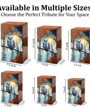 Wooden Cremation Urn – Owl Memorial Urn | Custom Wooden Memorial Urn for Adult Ashes
