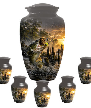 Fishing Urn for Dad - Bass Fisherman Memorial KeepsakeUrns,Personalized Lake Tribute