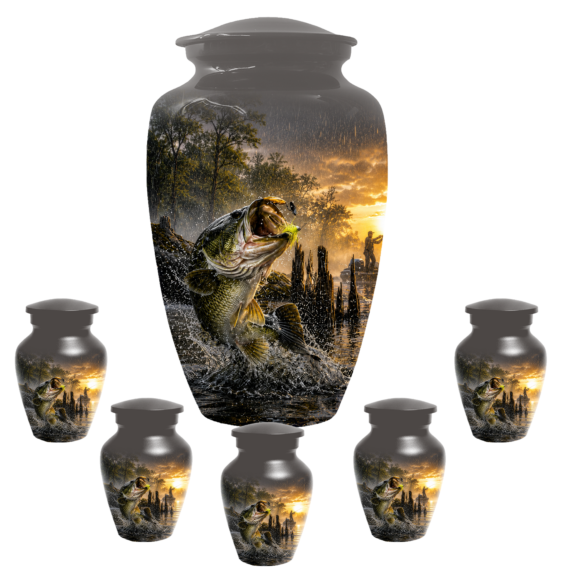 Fishing Urn for Dad - Bass Fisherman Memorial KeepsakeUrns,Personalized Lake Tribute
