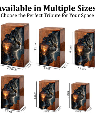 Personalized Cat Urn, Custom Pet Urn for Cat, Wooden Cremation Urn