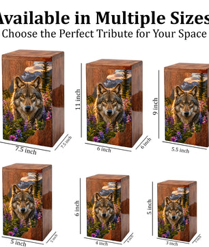 Wolf Wooden Cremation Urn – Wooden Urn for Human Ashes