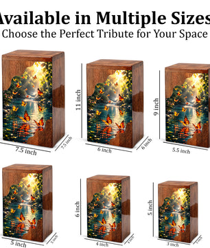 Butterfly Wooden Cremation Urn for Mom – Custom Memorial Urn for Human Ashes |