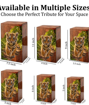 Tiger Wooden Cremation Urn for Human Ashes | Urns for Dad | Adult Cremation Urn for Men