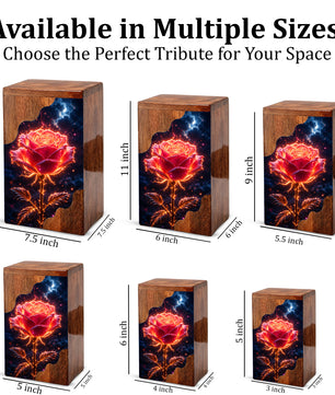 Rose Wooden Cremation Urn for Mom – Custom Memorial Wooden Urn for Human Ashes