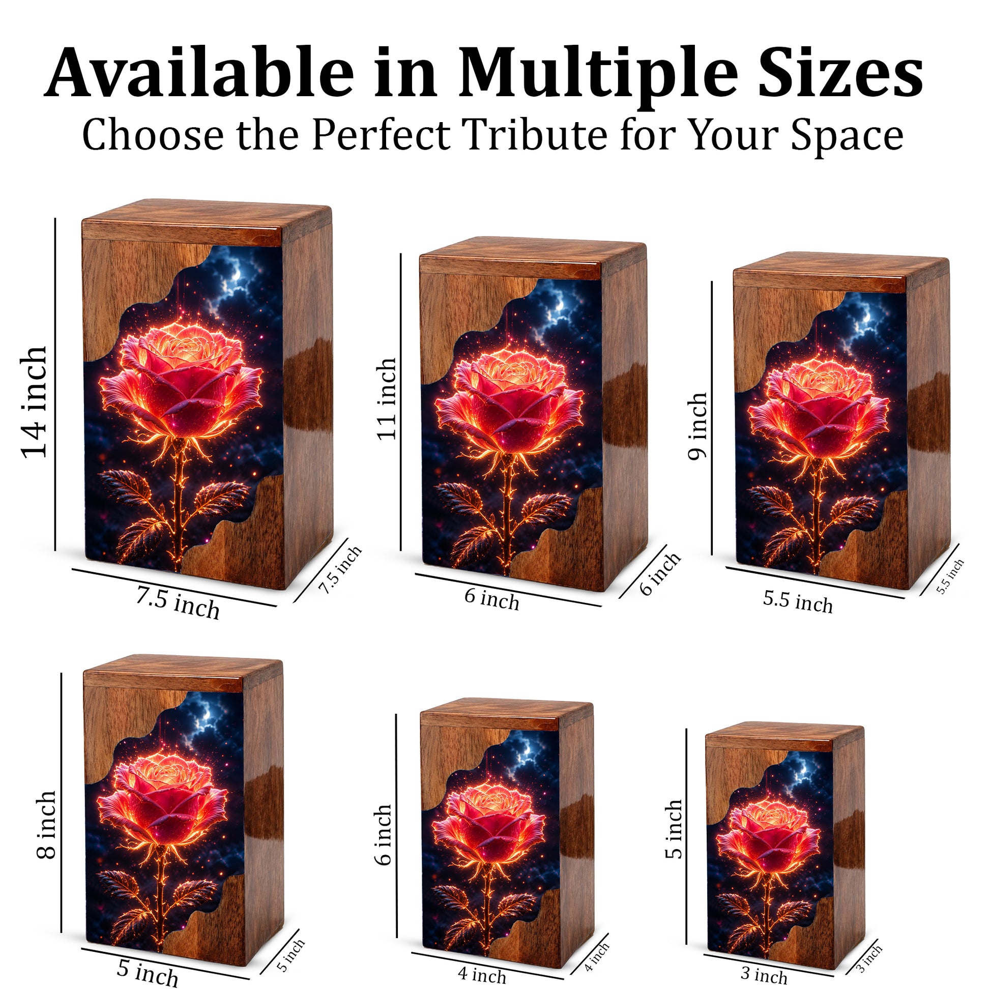 Rose Wooden Cremation Urn for Mom – Custom Memorial Wooden Urn for Human Ashes