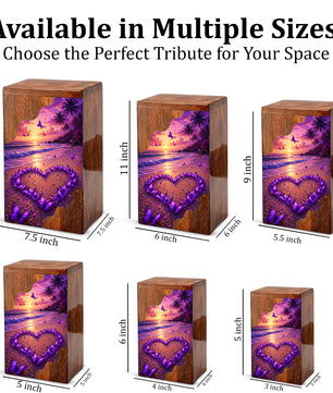 Purple Butterfly Beach Wooden Cremation Urn – Sunset Memorial Urn for Mom