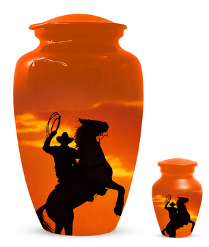 Personalized Cowboy Urn for Ashes | Western Horse Cremation Urn for Dad
