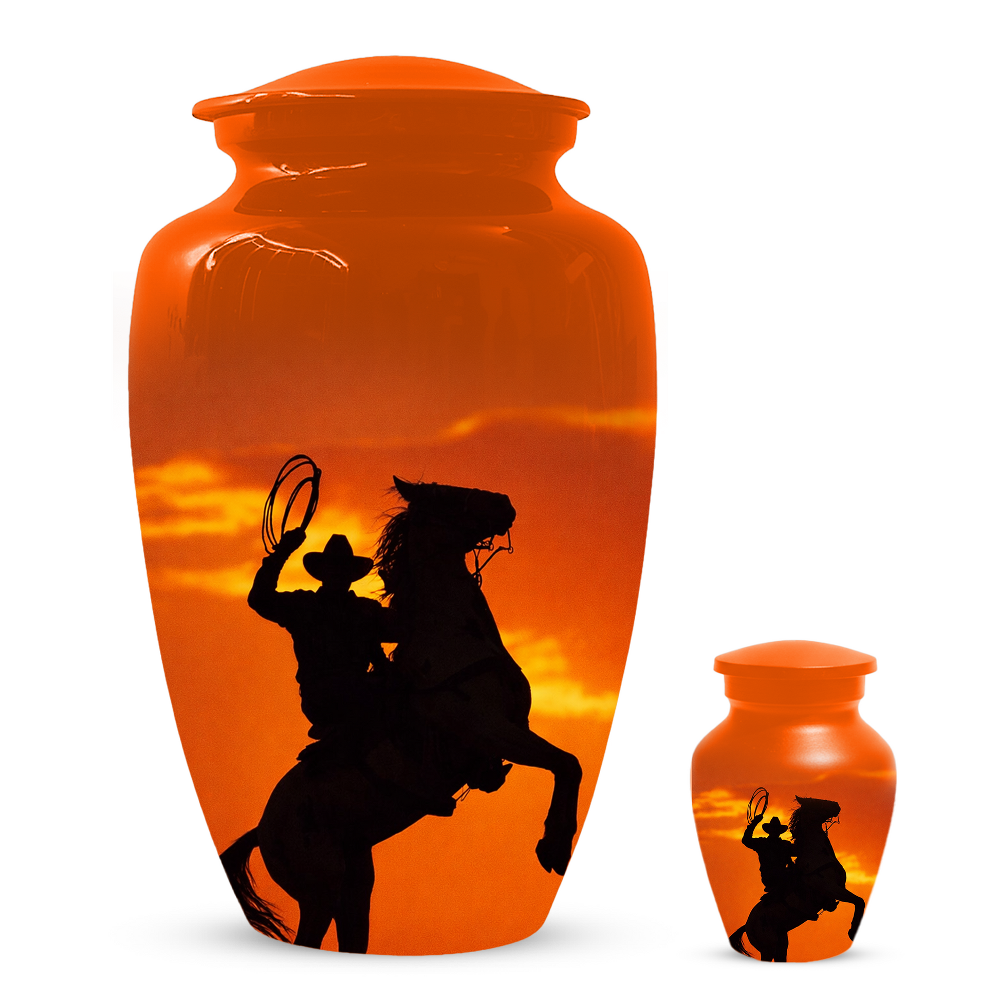 Personalized Cowboy Urn for Ashes | Western Horse Cremation Urn for Dad