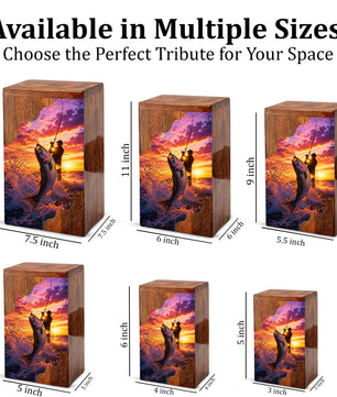 Fishing Wooden Cremation Urn – Gone Fishing Memorial Urn for Human Ashes