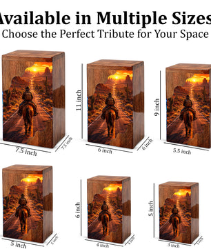 Cowboy Wooden Cremation Urn – Western Memorial Urn for Human Ashes
