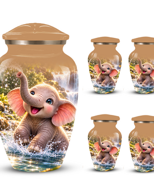 Cute Elephant Cremation Urn for Ashes | Personalized Elephant Memorial Urn | Baby Elephant Urn