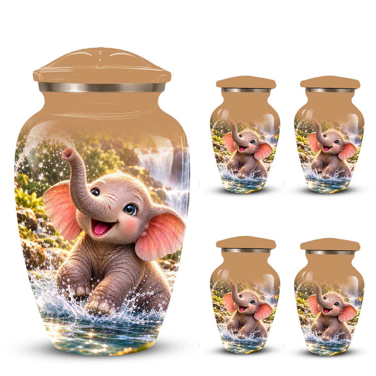 Cute Elephant Cremation Urn for Ashes | Personalized Elephant Memorial Urn | Baby Elephant Urn