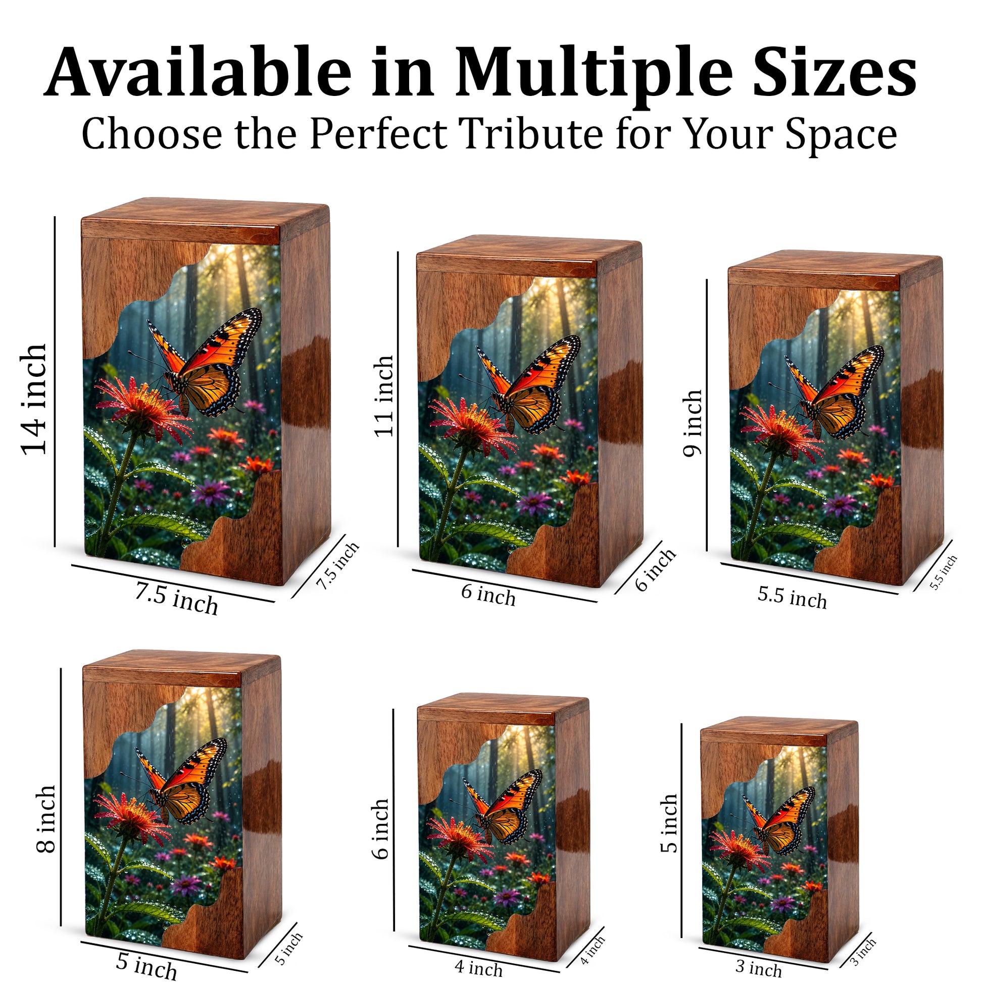 Butterfly Wooden Cremation Urn – Butterfly Memorial Urn for Human Ashes