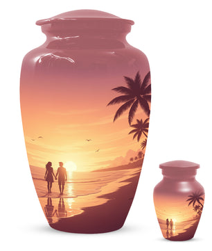 Beach Sunset Cremation Urn for Human Ashes | Personalized Adult Urn, Ocean Theme Urn & Beach Keepsake Urn