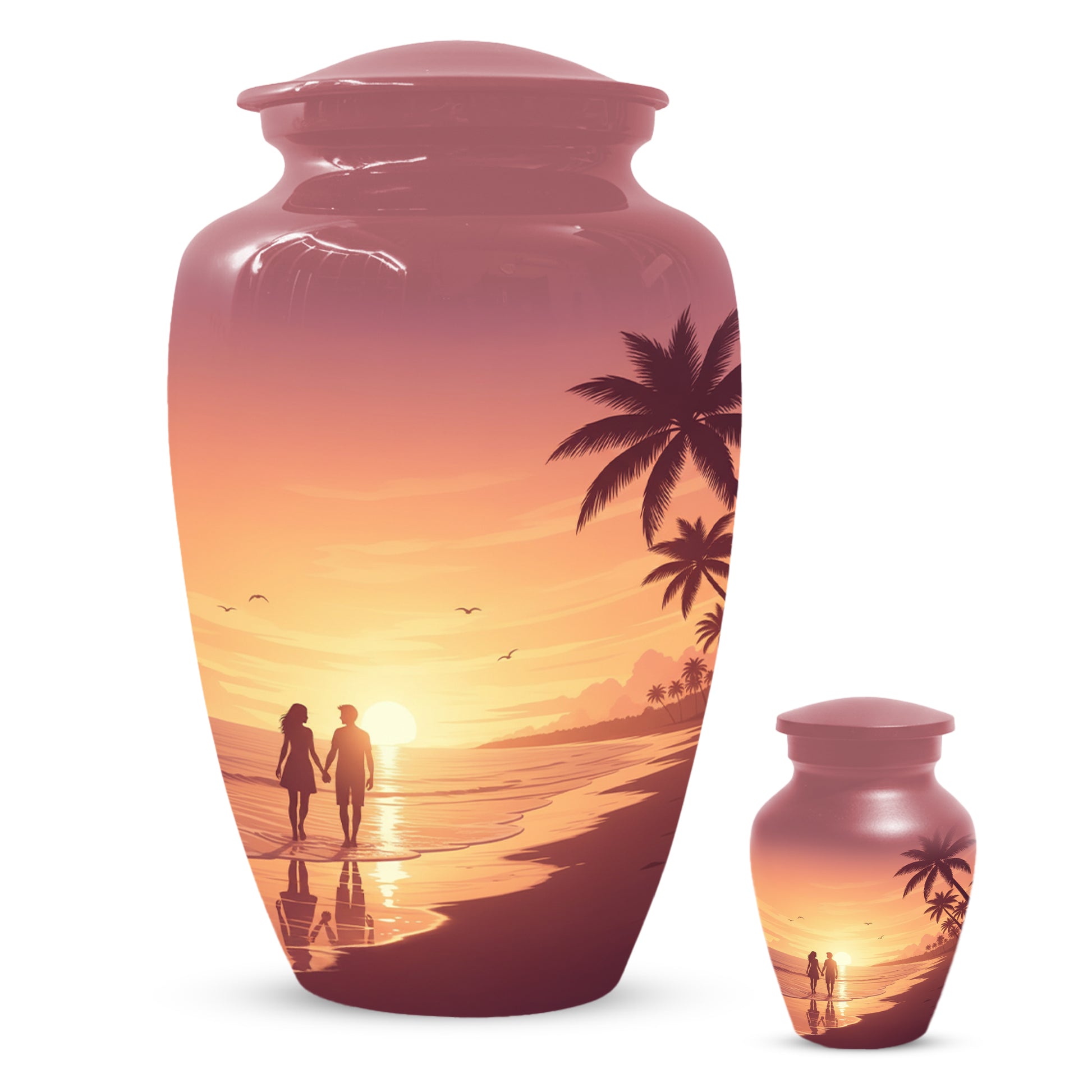 Beach Sunset Cremation Urn for Human Ashes | Personalized Adult Urn, Ocean Theme Urn & Beach Keepsake Urn