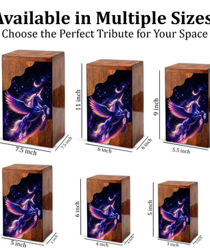 Pegasus Unicorn Wooden Cremation Urn – Wooden Urn for Human Ashes