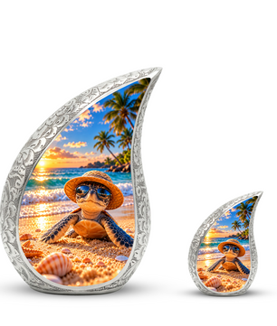 Turtle Cremation Urn for Ashes, Sea Turtle Memorial Urn, Beach Adult Urn