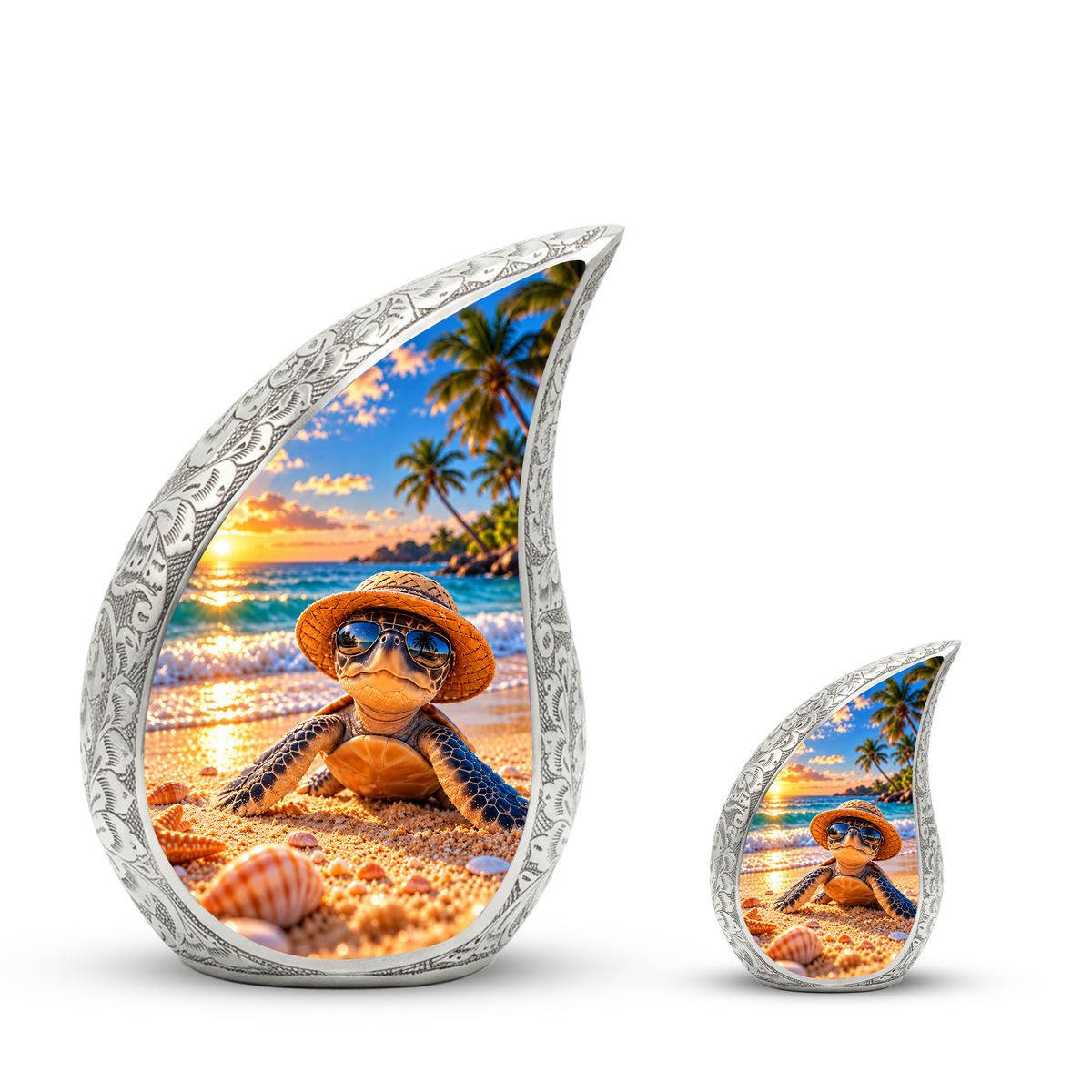Turtle Cremation Urn for Ashes, Sea Turtle Memorial Urn, Beach Adult Urn