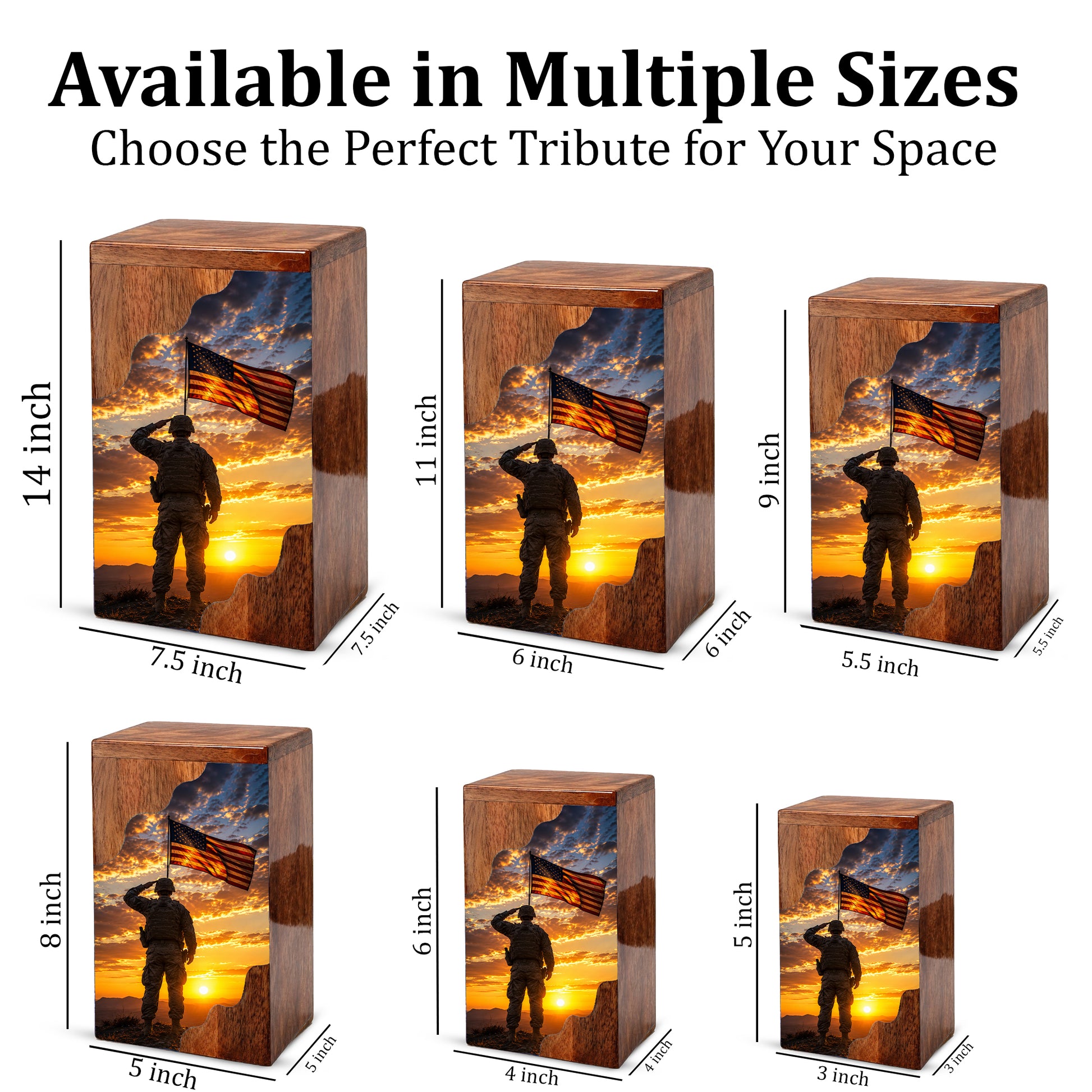 Military Wooden Cremation Urn for Human Ashes