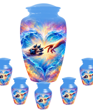 Rainbow Bridge Paw Print Cremation Urn -Dog Memorial Keepsake Urns for Ashes