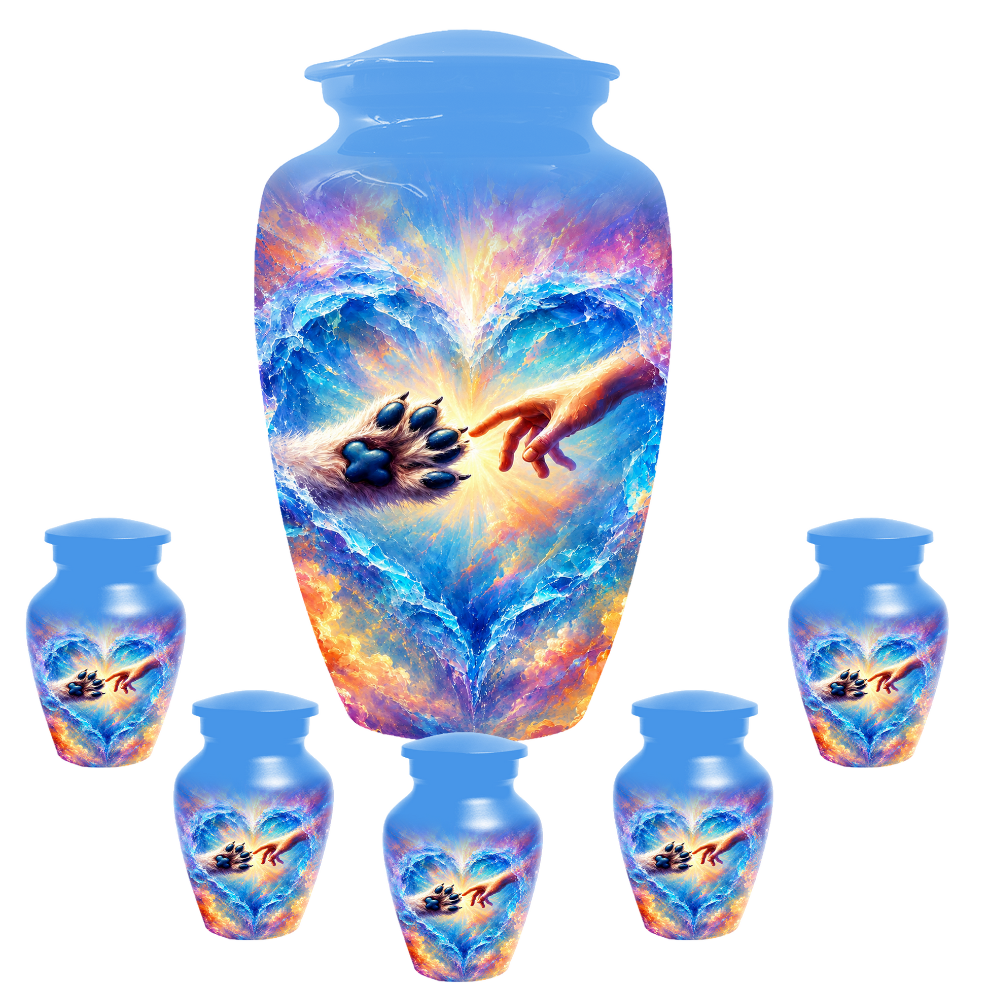 Rainbow Bridge Paw Print Cremation Urn -Dog Memorial Keepsake Urns for Ashes