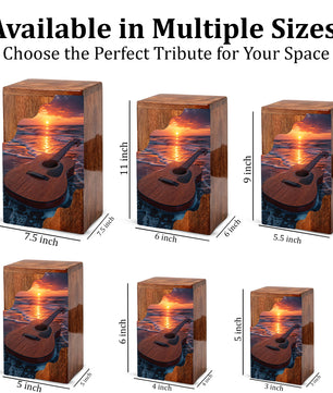 Guitar Cremation Urns for Human Ashes | Adult Urns for Ashes | Wooden Cremation Urn
