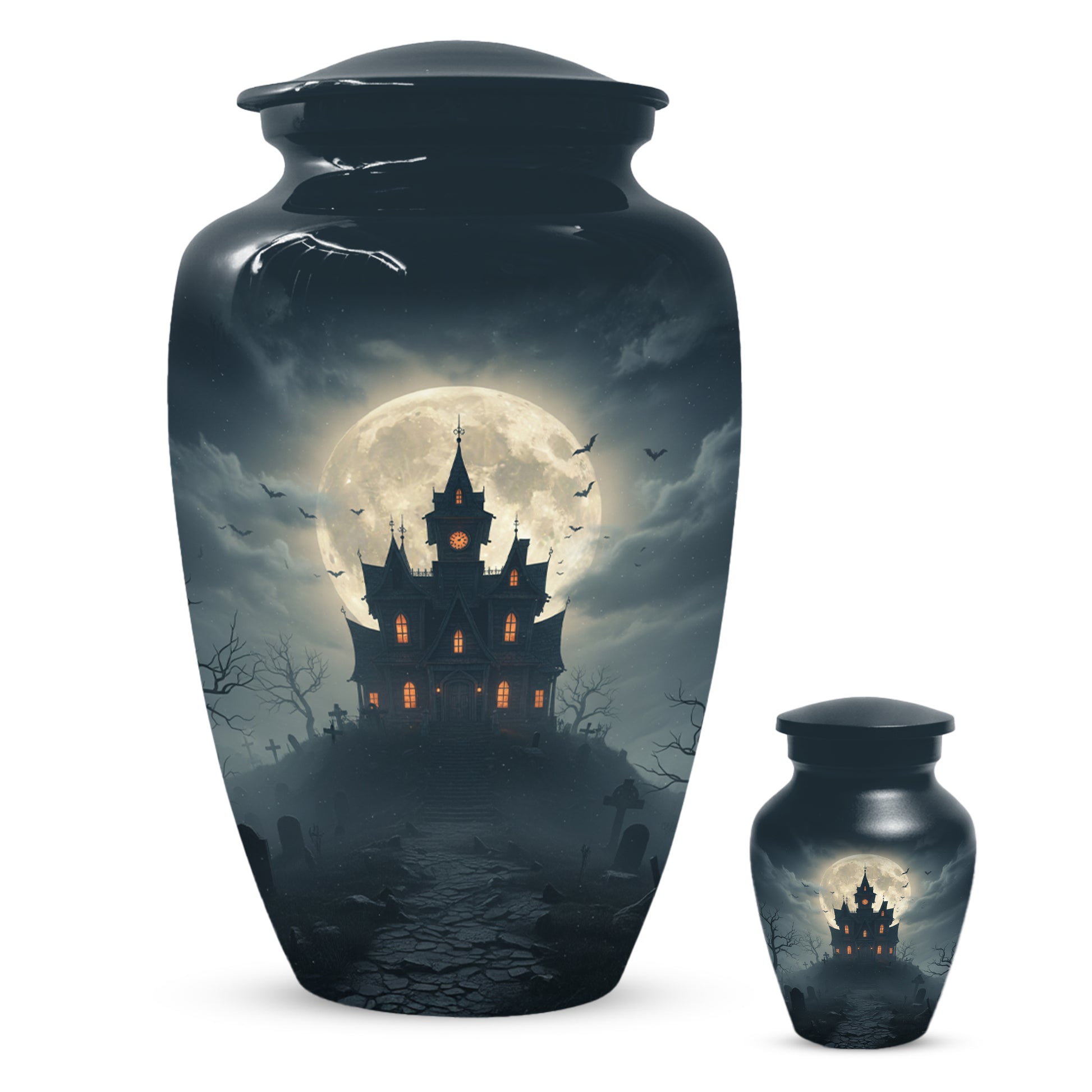 Gothic Haunted House Adult Urn for Human Ashes | Halloween Memorial Adult Cremation Urn for Ashes