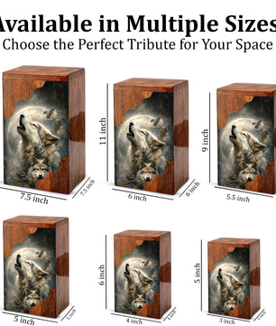 Wolf Cremation Urn for Dad | Wooden Urn for Human Ashes