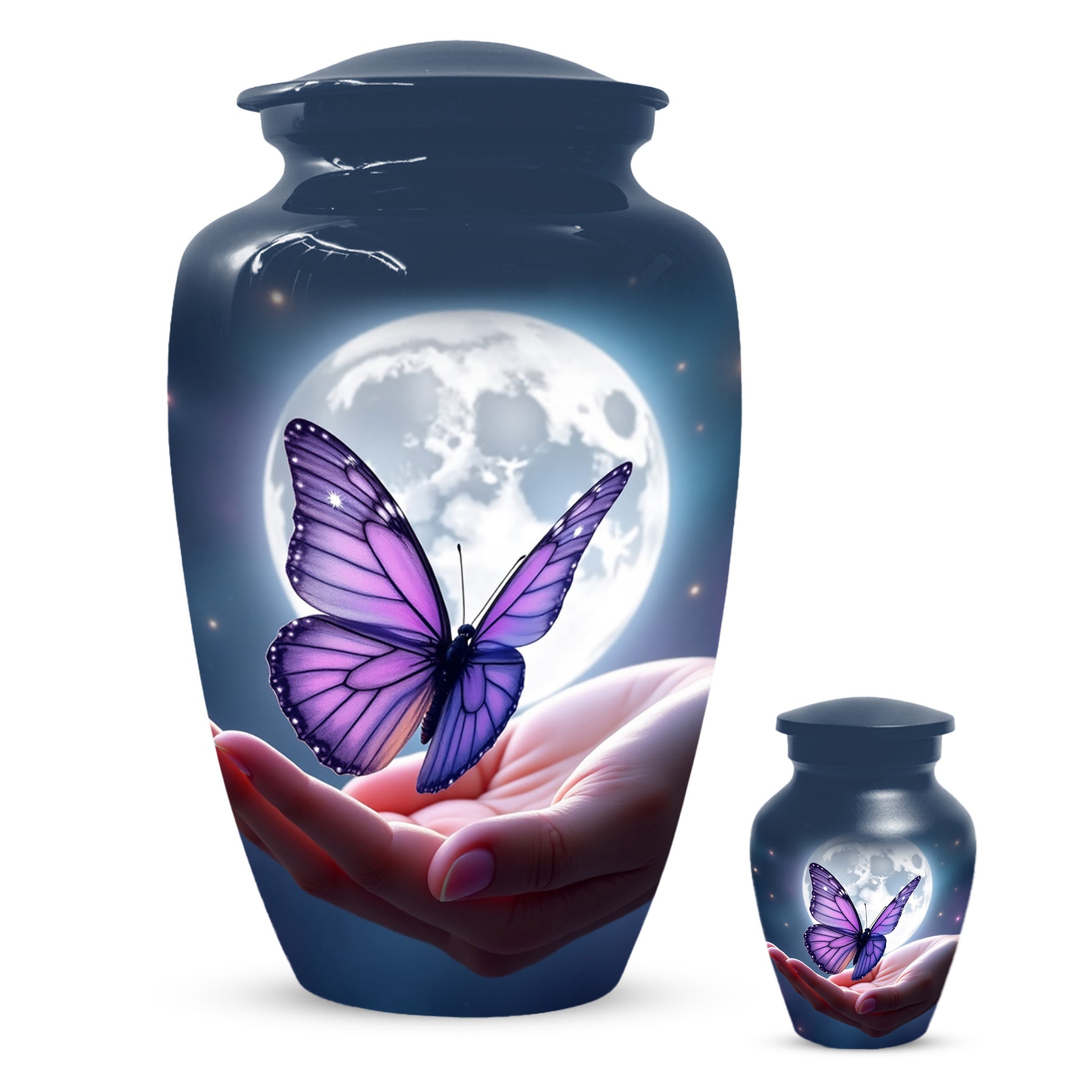Beautiful Moon Purple Butterfly Urn for Human Ashes | Purple Butterfly Moonlight Cremation Urn
