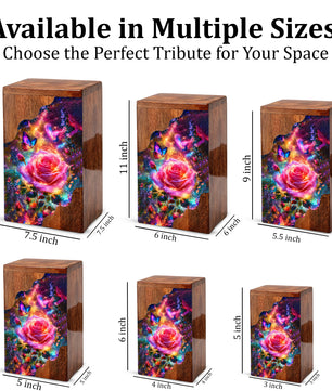 Rose Butterfly Wooden Cremation Urn for Human Ashes