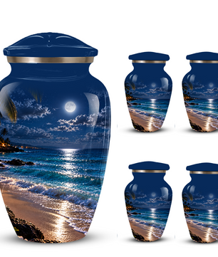 Moonlit Beach Memorial Urn, Ocean Wave Urn ,Adult Cremation Urn for Ashes