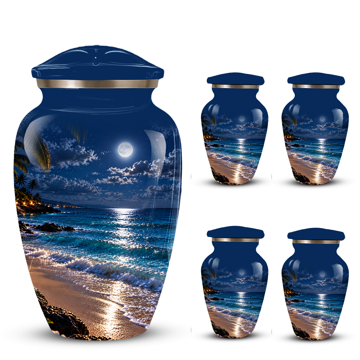 Moonlit Beach Memorial Urn, Ocean Wave Urn ,Adult Cremation Urn for Ashes